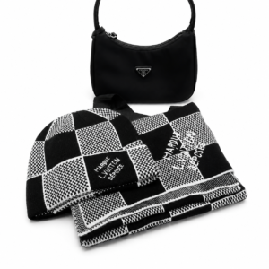 LV Damier Scarf Set - Bonnet + écharpe - Noir / Blanc
