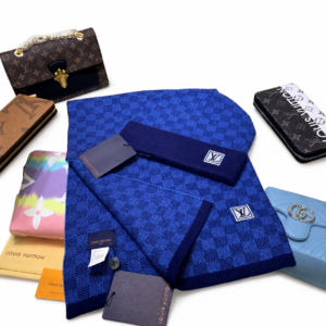 LV Damier Scarf Set - Bonnet + écharpe - Bleu